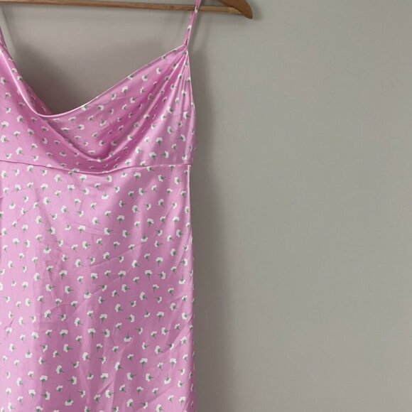 Zara Pink Satin Floral Cami Mini Slip Dress Blogger Fav Size XS - Picture 3 of 6